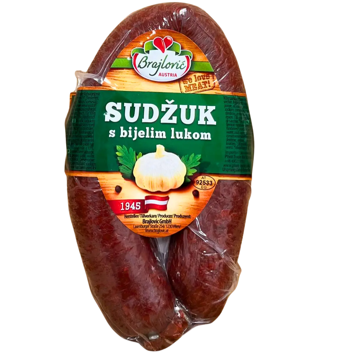 Brajlovic Sudžuk mit Knoblauch 300g – Abaza Balkanfood Brajlovic Sudžuk mit Knoblauch 300g – Abaza Balkanfood